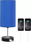 Touch Control Table Lamp - 3-Way Dimmable Bedside Lamps with USB Port and Outlet