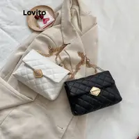 在飛比找蝦皮商城優惠-Lovito 女士休閒格紋加墊鏈條小號斜背包 LFA0812