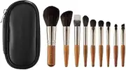 Unaone 9 Piece Makeup Brushes Set, Professional Travel Small Makeup Brushes with PU Makeup Brush Bag, Portable Cosmetics Brushes for Eyeshadow, Powder, Foundation, Blush