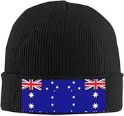 [Chrysm] Australian Flag Soft and Warm Knit Hat for Men and Women - Black Beanie for Outdoor Activities and Stylish Accessory