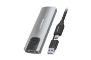 mbeat 10Gbps M.2 NVMe SATA SSD External Travel Enclosure Adapter USB A & C Grey
