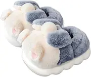 [SYALEO] Cute Bunny Animals Slippers Funny Plush Rabbit Cotton Slippers Indoor Winter Season Keep Warm Men's and Women's Home Shoes