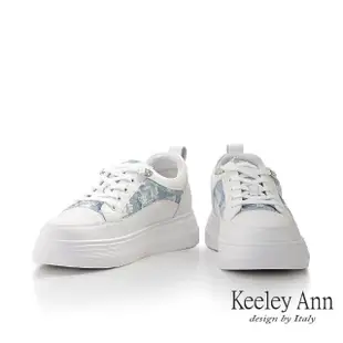 【Keeley Ann】丹寧抽鬚平底休閒鞋(藍色376577460-Ann系列)