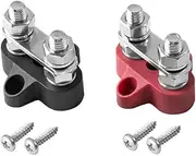 M8 Terminal Stud,5/16" Bus Bar Battery Wire Power Distribution Terminal Block M8,48V Dual Studs Junction Block Post Positive and Negative Busbar for Auto Car Marine Boat(Red +Black)