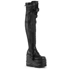 WAVE-315 Wedge Platform Lace-Up Stretch Thigh Boot with Side Zip