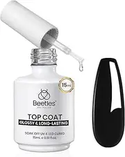 beetles Gel Polish No Wipe Gel Top Coat - 15ml Clear Gel Nail Polish High Gloss Shine Long Lasting Top Coat Gel Nail Polish Nail Manicure Soak Off Nail Uv Lamp Gel for Home DIY Nail Salon