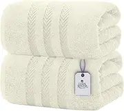 Dan River DAN RIVER Bath Sheets Set of 2 – 550 GSM Ultra Soft & Highly Absorbent Sheets – 100% Cotton Jumbo Large Bath Towels for Bathroom, Hotel, Spa, Beach, Gym – 35''x70'' in Cannoli Cream