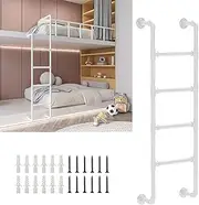 White Bunk Bed Ladder - Complete Kit, Industrial Iron Pipe Loft Ladder 1m 1.5m 1.8m 2m 2.4m 2.5m 2.7m 300cm | Wall Mounted Basement Window Well Egress Ladder for Small Spaces(3.4FT/105CM/41IN)