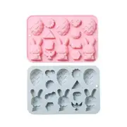 2PCS 14-Cavity Mini Easter Silicone Molds with Bunny and Easter Egg Shaped, Bunny Molds andEgg Molds for Chocolate, Candy, Gummy, Wax Melt