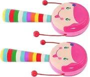 ERINGOGO 2Pcs Cartoon Design Rattle Lightweight Portable Musical for Hand Eye Coordination Development Safe Skin Friendly Material