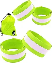 2 Reflective Bands for Arm, Wrist, Ankle, Leg. Reflector Bands. High Visibility Reflective Running Gear for Women and Men Cycling Walking Bike Safety Tape Straps - Bicycle Pants Clip, Cuff