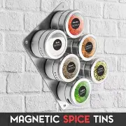 Spice Rack With Empty Jars And Labels Wall Mount Magnetic Spice Rack (6pcs) Set