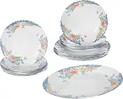 [Dajar] Arcopal Florine Dinner Set 19 Pieces, White, red, Blue, Yellow, 33 x 33 x 31 cm