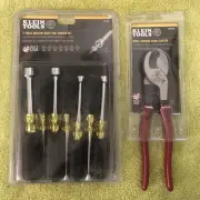 NEW Klein Tools 7 Piece Nut Driver Set 631 & High Leverage Cable Cutter 63050