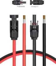 Cable de extensión solar de 20 pies y 10 AWG con conector hembra y macho