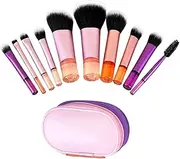 Make Up Brushes Set(10Pcs), Highlight Blusher Concealers Eye Travel Makeup Brushes with Pouch, Synthetics Fiber Makeup Tools Kit for Women Travel