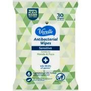 Vevelle Antibacterial Hand & Face Wipes Sensitive 30 pack