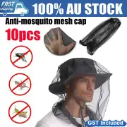 10PCS Mosquito Fly Head Insect Net Mesh Hat Bee Bug Mozzie Protector Outdoor AU