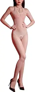 [ZCGFKANYU] Body Stockings for Women Sexy Neck-Hanging Lingerie Oil Shiny Bodystocking Sheer Full Body Stocking