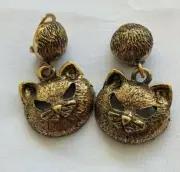 SS20 Moschino Couture Jeremy Scott Gold Cat Eye Clip On Earrings TRICK OR CHIC