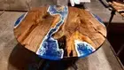 Made to Order Custom Walnut Wood Epoxy Resin Round Table, Handmade Solid Walnut