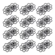 20 Sets Hollow Flower Snap Buttons, Press Buttons 25mm, Iron Grey