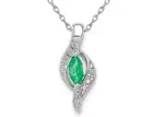 1/6 Carat (ctw) Marquise Emerald Pendant 10K White Gold with Chain