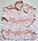 NWT RAILS sz XL blouse shirt top pink floral linen brown cap sleev