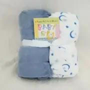 2 Baby & U Soft Ultra Cozy & Comfy Blue/Wht Crib / Toddler Bed Fitted Sheet NIP