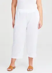 [TS] Taking Shape Crushed Knit Seeker Crop Pant Size 18 in White, Viscose - Plus Size Women's Clothing White