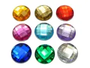 25 Mixed Color Flatback Acrylic Rhinestone Round Gems 25mm No Hole
