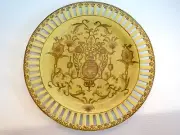 Decorative Asian CHINESE Reticulated Edge LION'S HEAD Round DISPLAY PLATE 10.25"