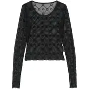 [Marine Serre] Marine Serre Flocked-monogram Crop Top S BLACK