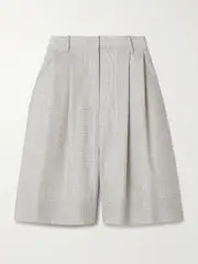 Salon 1884 - + Net Sustain Lenka Pleated Checked Wool Shorts - Beige - FR 40