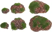 Generic 6 Pcs Realistic Moss Covered Stones for Floral Arrangements Lightweight Faux Moss Rocks for Home and Garden Decor Dollhouse Decoration Accessories
