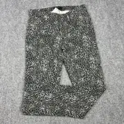 NEW Talbots Pants Womens 2 L Black Grey Leopard Print Signature Cotton Blend