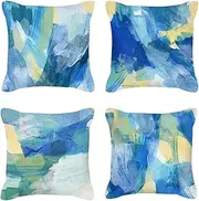 Home Decorative Throw Pillow Covers - Set of 4 Soft Abstract Cushion Covers for Sofa Living Room Indoors Outdoors Modern Style 18x18 Inch