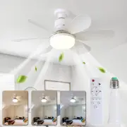 Socket Fan Light with 6 Blades, 3 Color Dimmable & 3 Speeds, 20.5" E27 Base Ceil