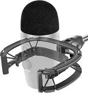 Borenbuir Yeti Nano Shock Mount with Pop Filter, Custom Built for Yeti Nano Mic，Anti-Vibration Suspension Shock Mount Holder Clip Compatible with Blue Yeti Nano Microphones