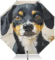 [PDZRMY] UV Protection Travel Umbrella Dog Head Cute Compact for Rain and Sun - Auto Open and Close UPF 50+ Windproof Portable 46” Sun Umbrella for Women and Men