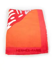Red Terry Cloth Fish Print Beach Towel