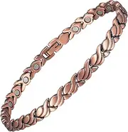 EnerCoppeX Copper Bracelets for Women for Arthritis and Joint, Copper Magnetic Therapy Ankle Chain, 99.99% Solid Copper Magnetic Bracelets Unique X Shape Links Magnet Jewelry, 20cm, Copper, magnet
