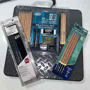 Drawing Pencil Lot. 18 Piece Drawing and Sketch Set,charcoal Set And Pencil Set