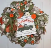 Hand Made Fall Wreath, Pumpkin Patch Wreath, Farmhouse Truck Wreath