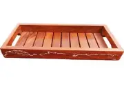 Wooden Serving Tray Advantage Stackable Platters Rectangular Handmade Brown Tray