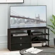 Furinno TV Stand 46.6" x 22.3" 2-Drawer Easy-to-Assembly Shelves Wood Walnut