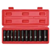 1/2" Drive Deep Impact SAE Socket Set, CR-V, 6 Point, 11 Pieces, 3/8-Inch to ...