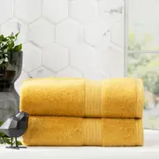 Renee Taylor Stella 650 GSM Bamboo Cotton 2 Pack Bath Sheet Mustard