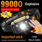Motion Sensor LED Headlamp Headlight USB Rechargeable Head Lamp Torch