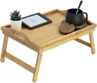 Bamboo Bed Tray Table with Folding Legs Foldable Serving Portable Laptop Tray Sn